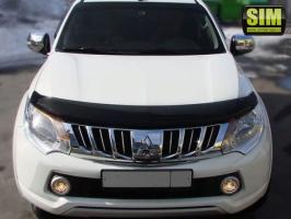 Дефлектор капота (мухобойка) Mitsubishi L200 2015- (Митсубиши Л200) SIM